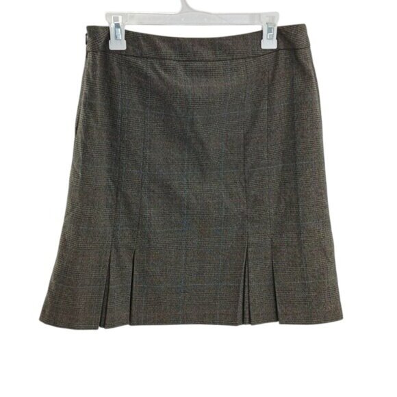 Apt. 9 Skirt Womens Size 10 Brown Plaid Pleated A Line Classic Knee Length - Picture 4 of 6
